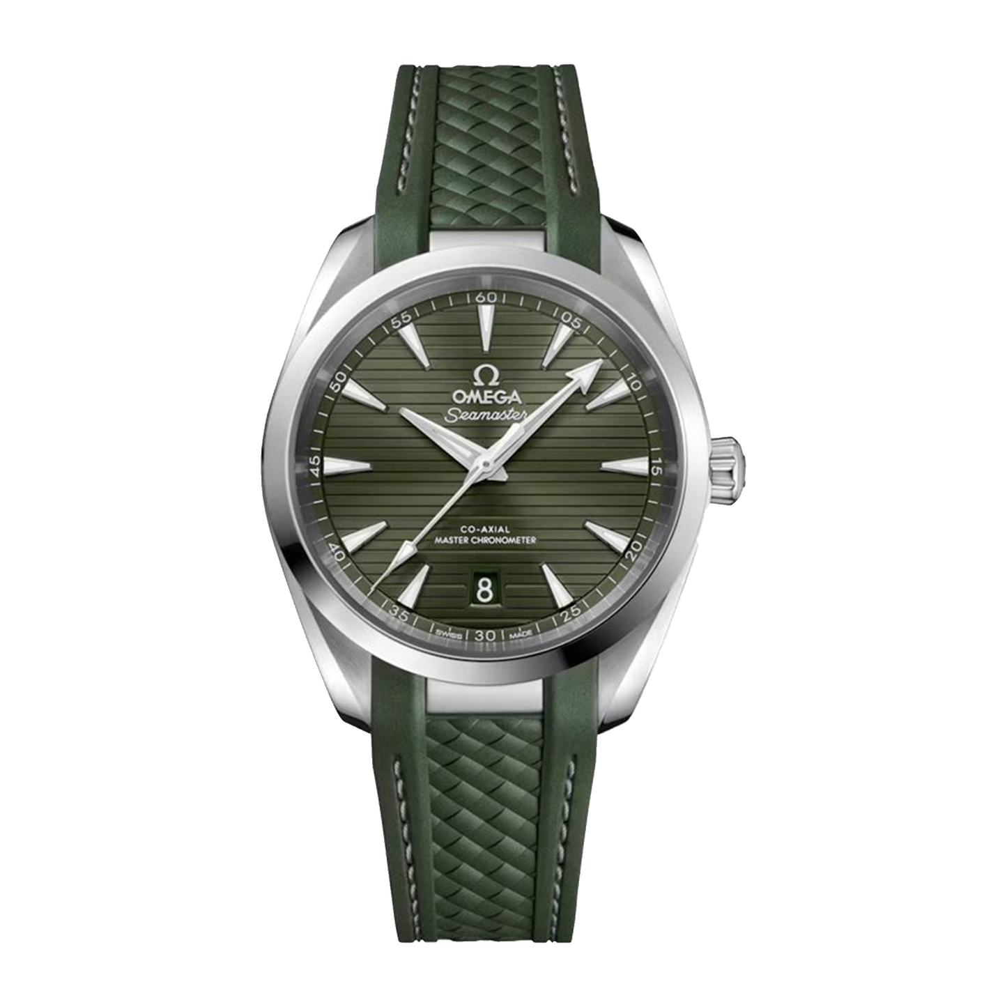 Omega Seamaster Aqua Terra 150M 38mm 220.12.38.20.10.001 green dial watch on green rubber strap