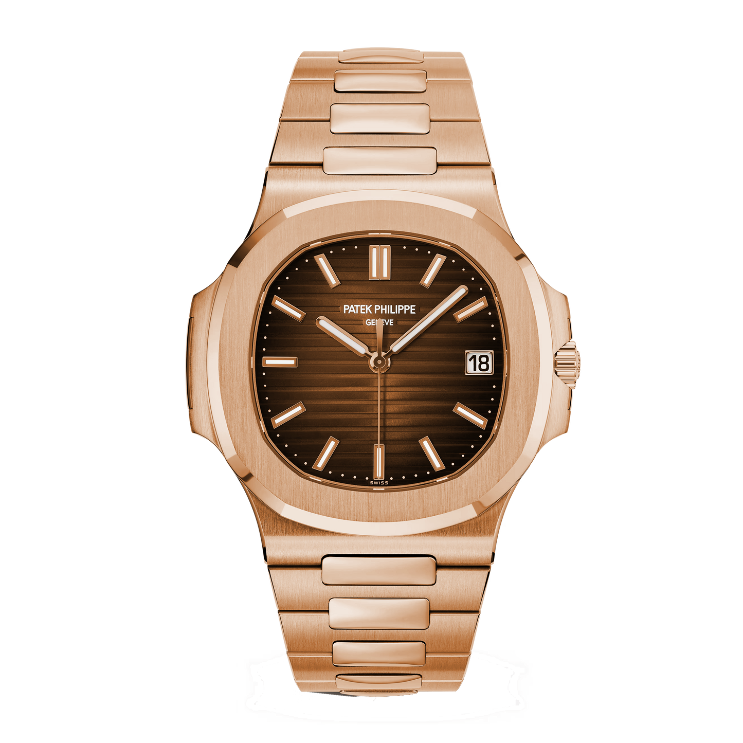 Patek Philippe Nautilus 5711/1R-001 rose gold watch with brown gradient dial and integrated bracelet