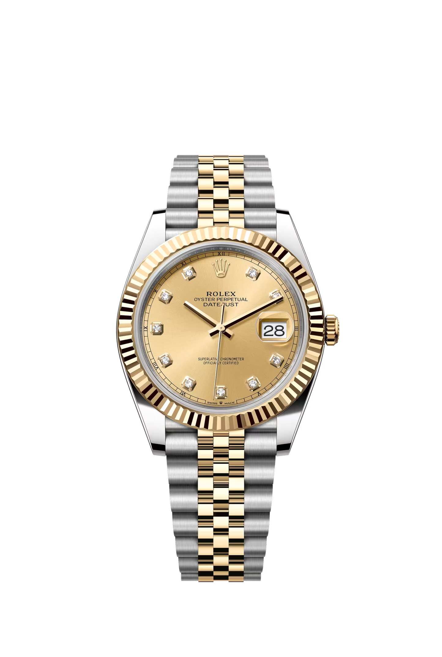 Rolex Datejust 41 Ref. 126333 Champagne Diamond Dial Fluted Bezel Jubilee Bracelet
