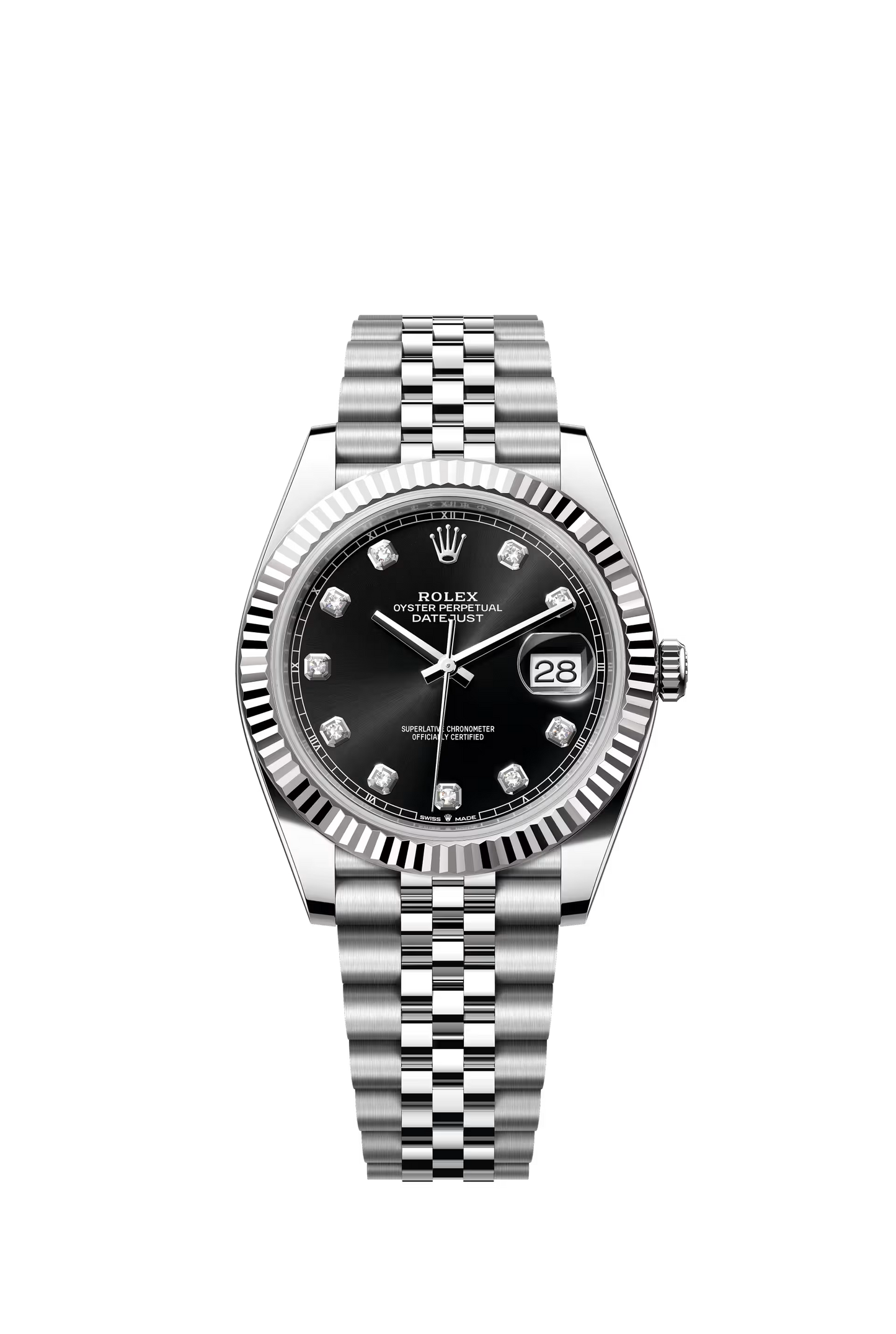 Rolex Datejust 41 Ref. 126334 Black Diamond Dial Fluted Bezel Jubilee Bracelet