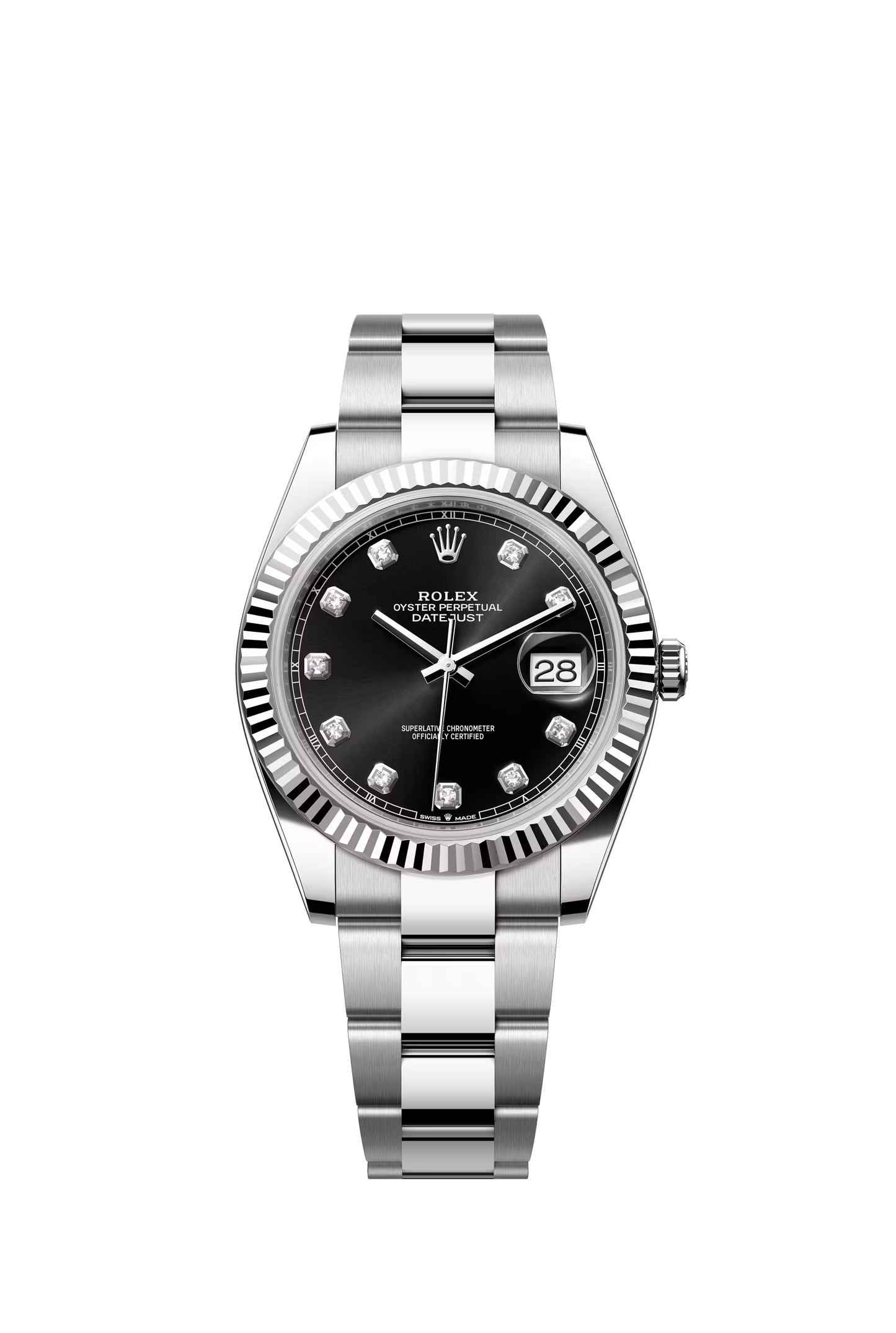 Rolex Datejust 41 Ref. 126334 Black Diamond Dial Fluted Bezel Oyster Bracelet