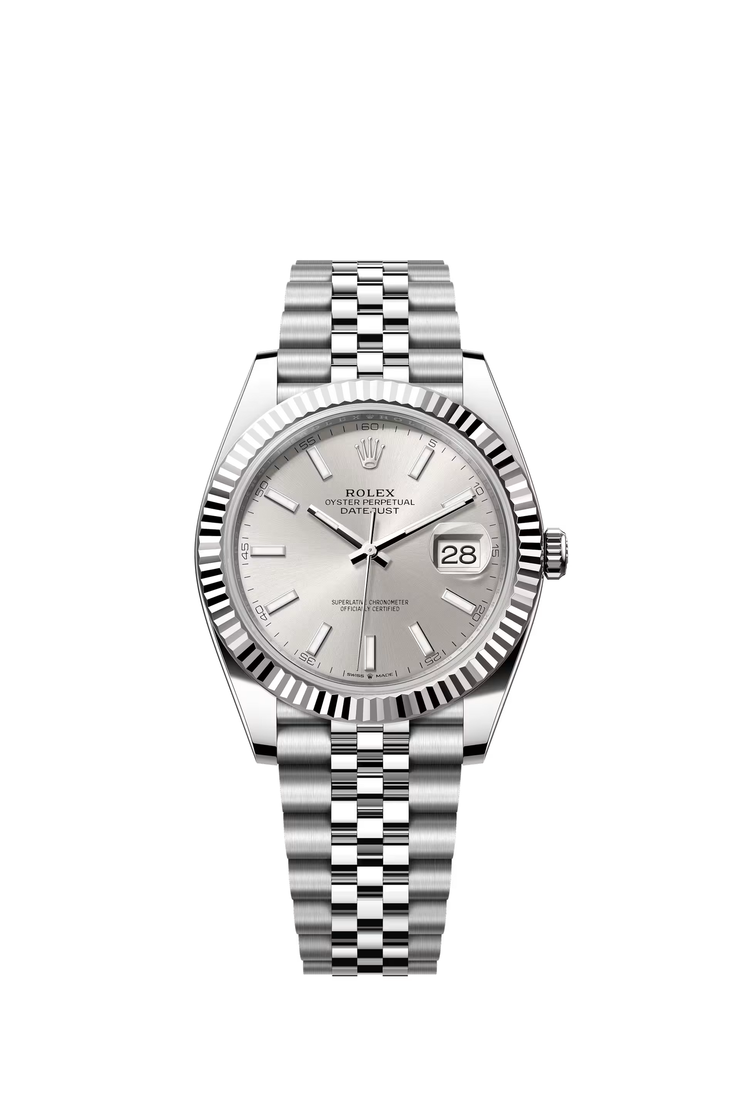 Rolex Datejust 41 Silver Dial Fluted Bezel Jubilee Bracelet