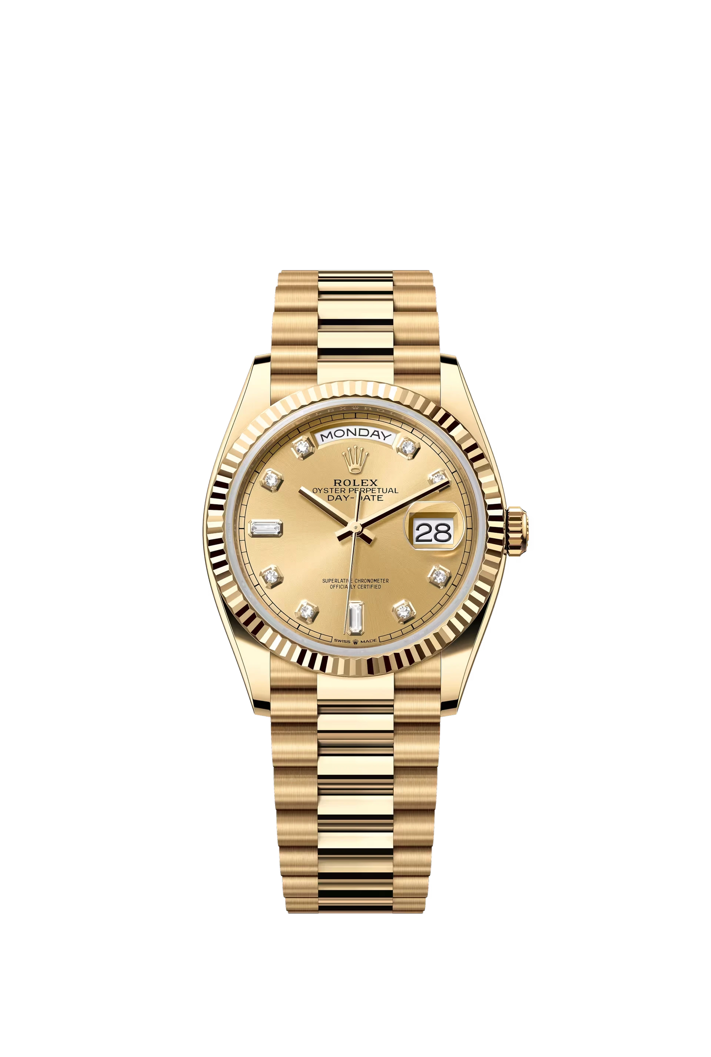 Rolex Day-Date 36 Ref. 128238 Gold Dial Diamond Markers Yellow Gold