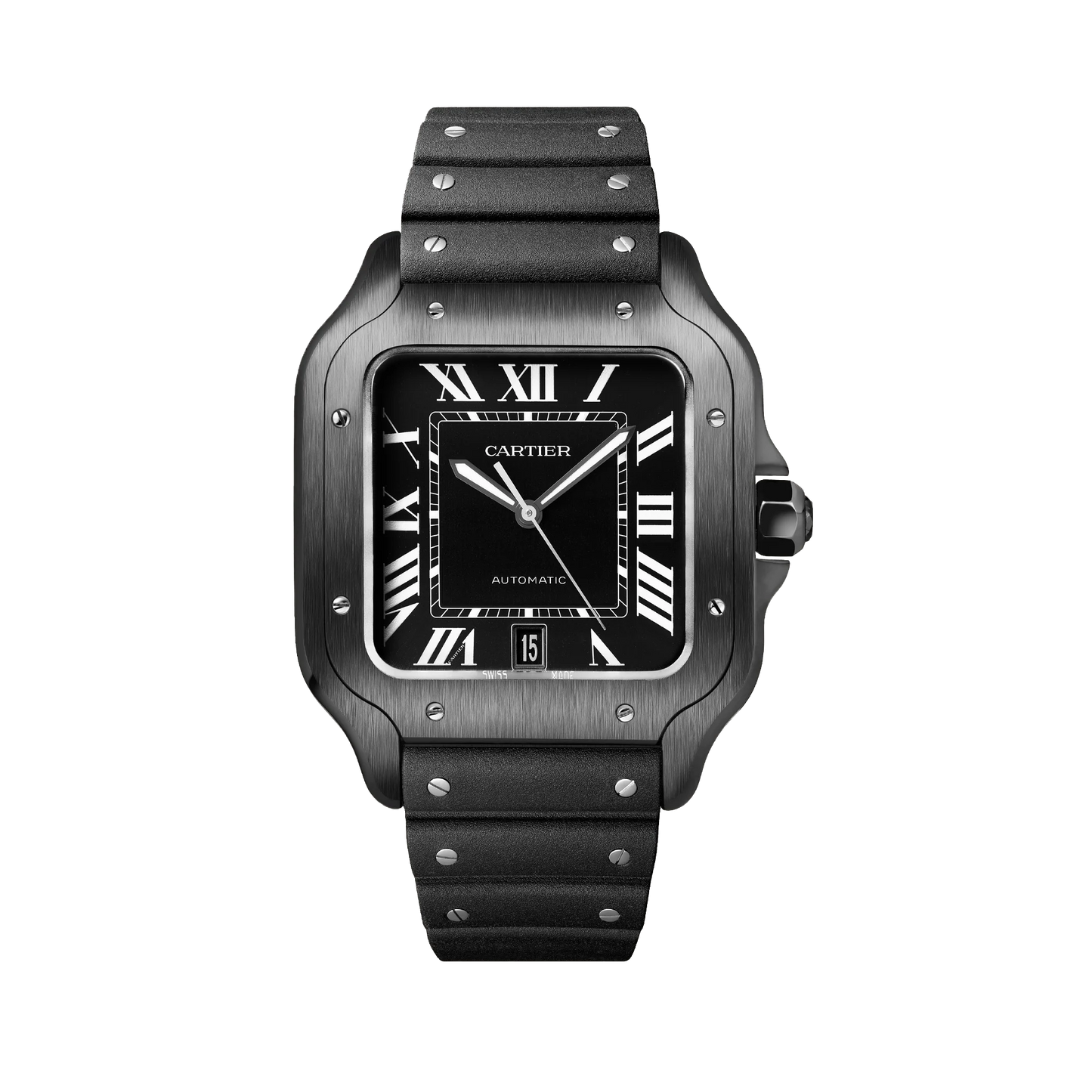 Cartier Santos de Cartier Large WSSA0037 Black ADLC με μαύρο dial και μαύρο strap