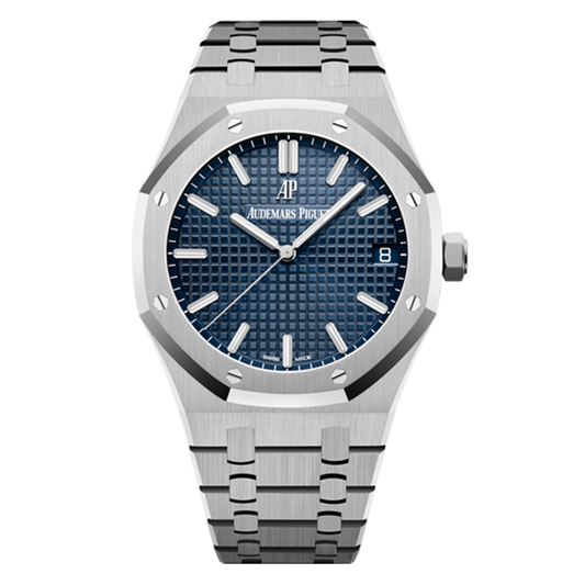Audemars Piguet Royal Oak Selfwinding 15500ST.OO.1220ST.01 stainless steel watch with blue Grande Tapisserie dial and integrated bracelet