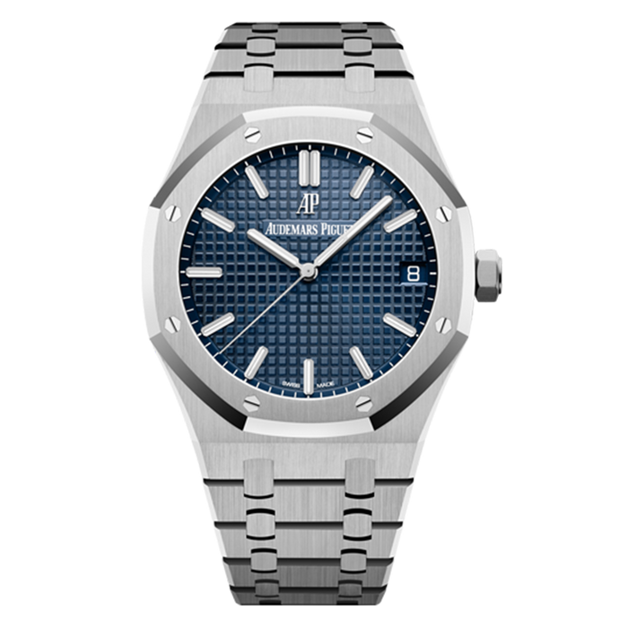 Audemars Piguet Royal Oak Selfwinding 15500ST.OO.1220ST.01 stainless steel watch with blue Grande Tapisserie dial and integrated bracelet