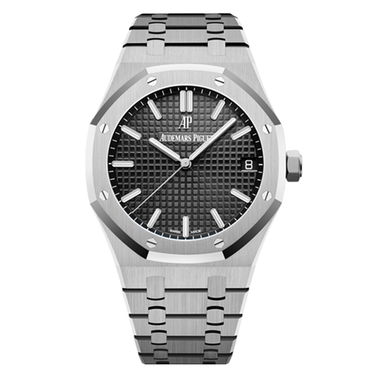 Audemars Piguet Royal Oak Selfwinding 15500ST.OO.1220ST.03 stainless steel watch with black Grande Tapisserie dial and integrated bracelet