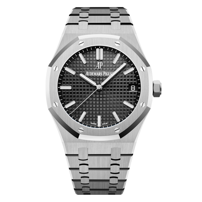 Audemars Piguet Royal Oak Selfwinding 15500ST.OO.1220ST.03 stainless steel watch with black Grande Tapisserie dial and integrated bracelet