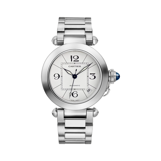 Cartier Pasha de Cartier WSPA0013 steel 35mm watch with silver dial and steel bracelet