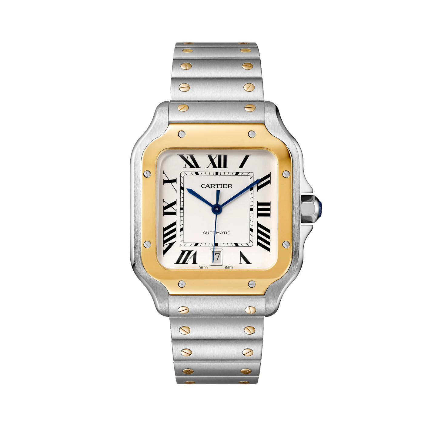 Cartier Santos de Cartier Large W2SA0009 steel and yellow gold watch with silver dial and two-tone bracelet
