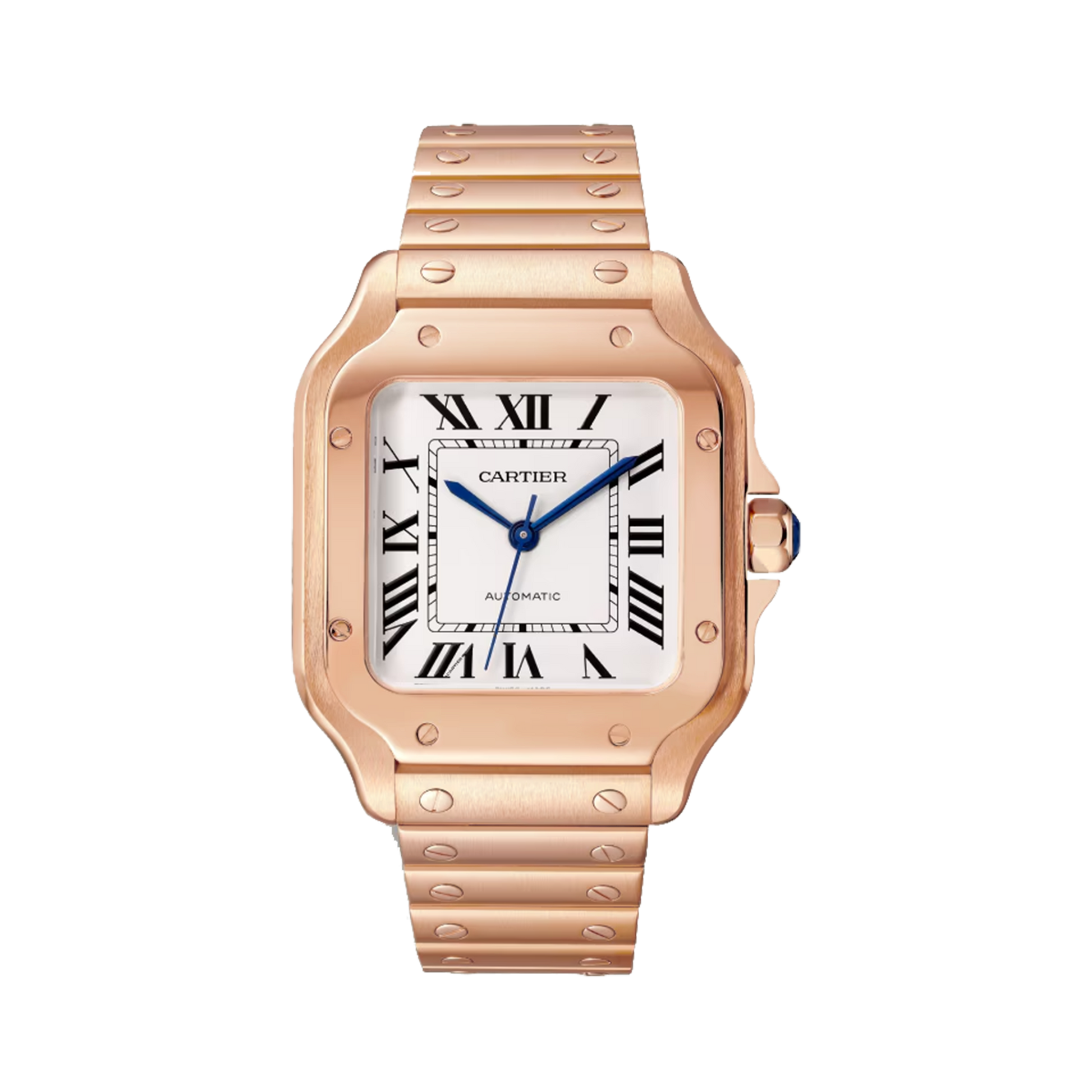 Cartier Santos de Cartier WGSA0030 medium yellow gold watch with white dial and rose gold bracelet