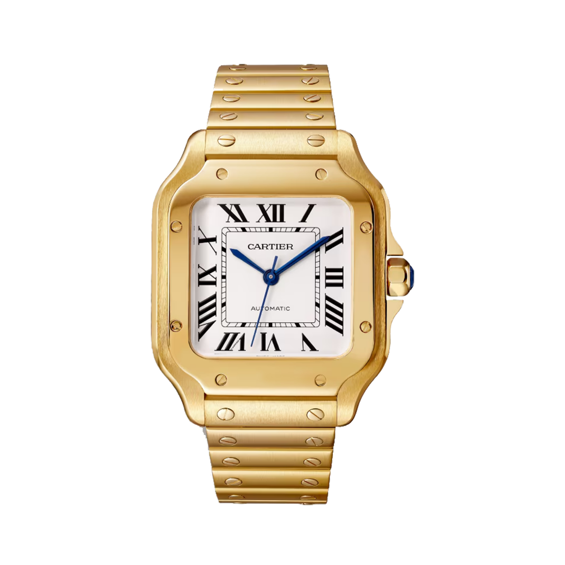 Cartier Santos de Cartier WGSA0030 medium yellow gold watch with white dial and gold bracelet