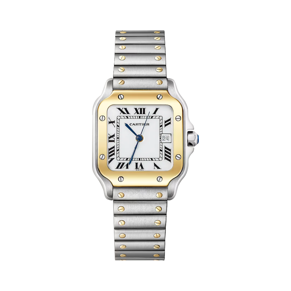 Cartier Santos Galbée 2319 two-tone steel and yellow gold watch with white dial