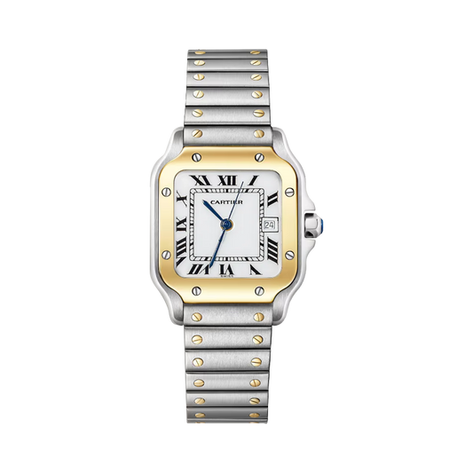 Cartier Santos Galbée 2319 two-tone steel and yellow gold watch with white dial