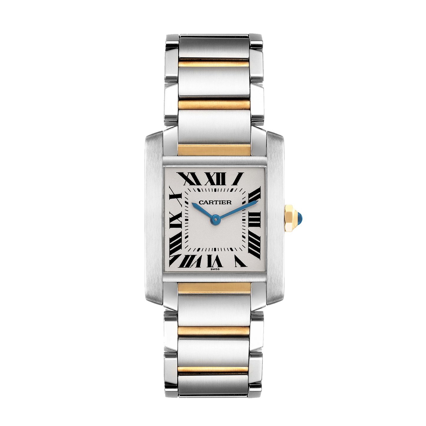 Cartier Tank Française W51006Q4 steel and yellow gold watch with silver dial and two-tone bracelet