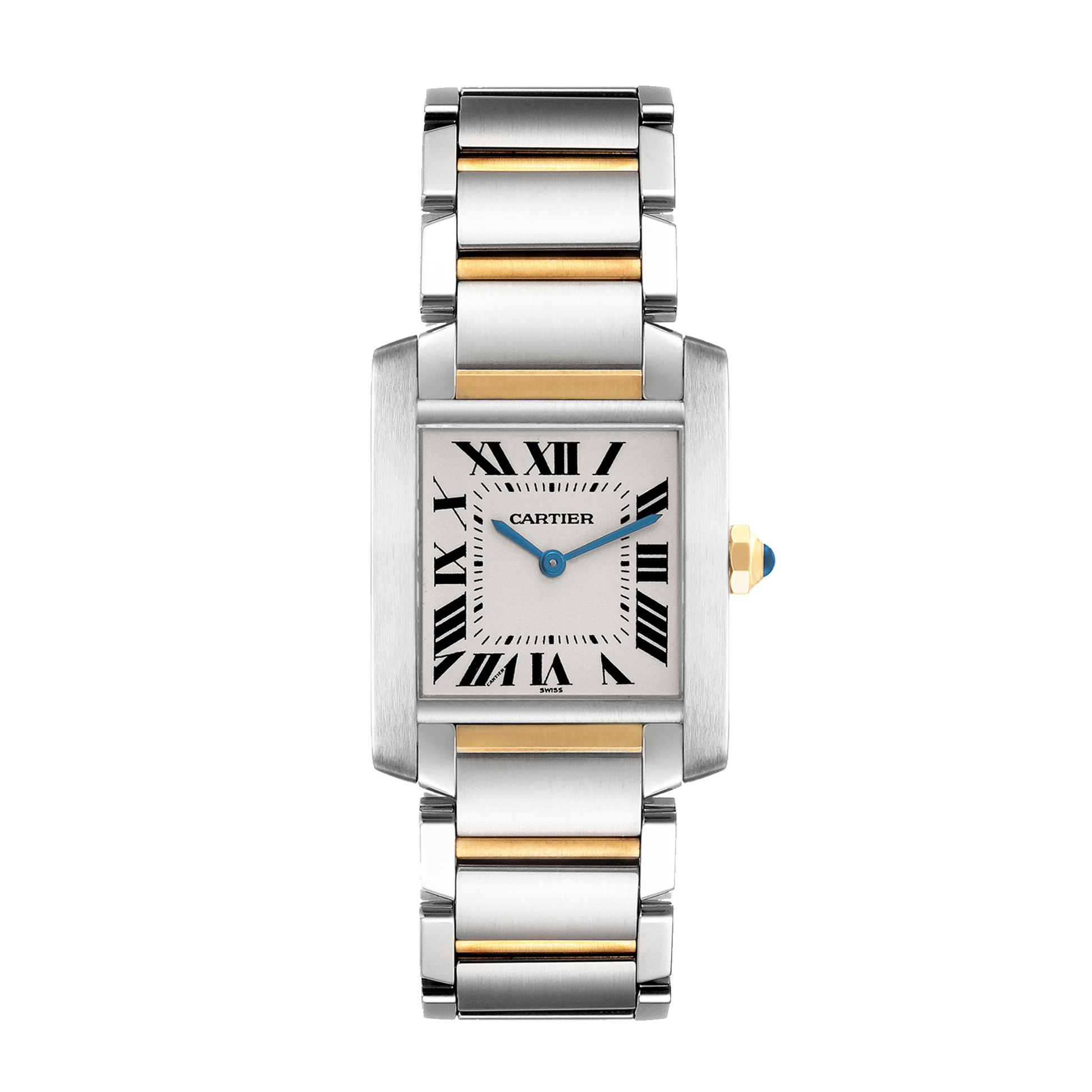Cartier Tank Française W51006Q4 steel and yellow gold watch with silver dial and two-tone bracelet