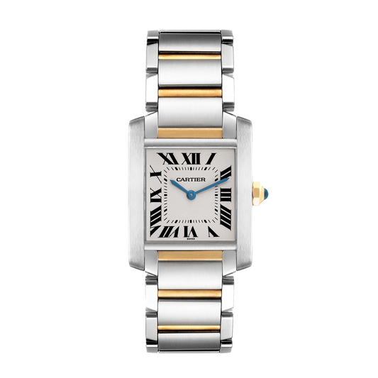 Cartier Tank Française W51006Q4 steel and yellow gold watch with silver dial and two-tone bracelet