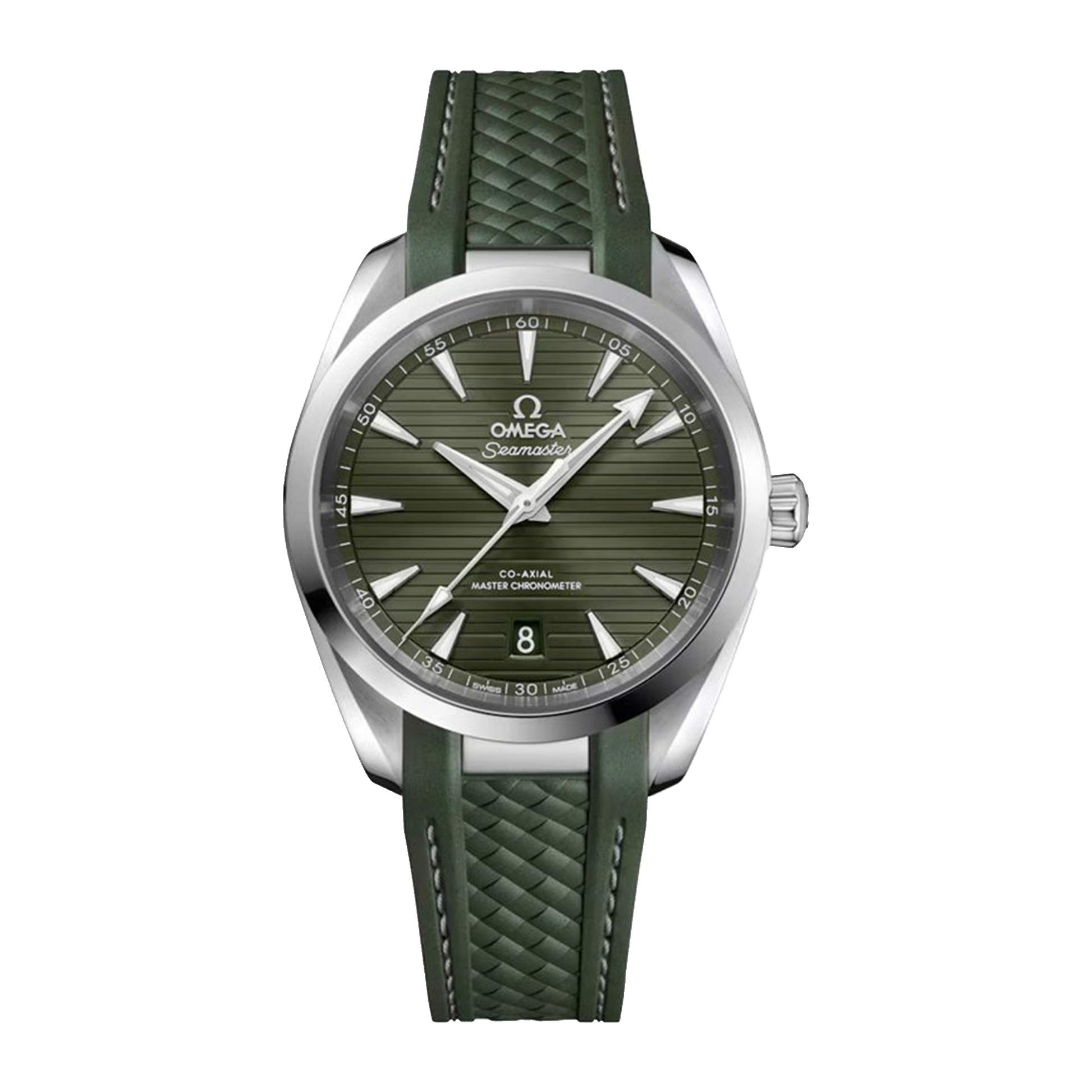 Omega Seamaster Aqua Terra 150M 38mm 220.12.38.20.10.001 green dial watch on green rubber strap