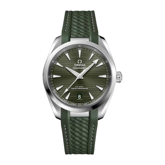 Omega Seamaster Aqua Terra 150M 38mm 220.12.38.20.10.001 green dial watch on green rubber strap