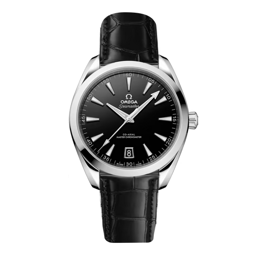 Omega Seamaster Aqua Terra 150M 41mm 220.10.41.21.01.002 black dial watch on black leather strap