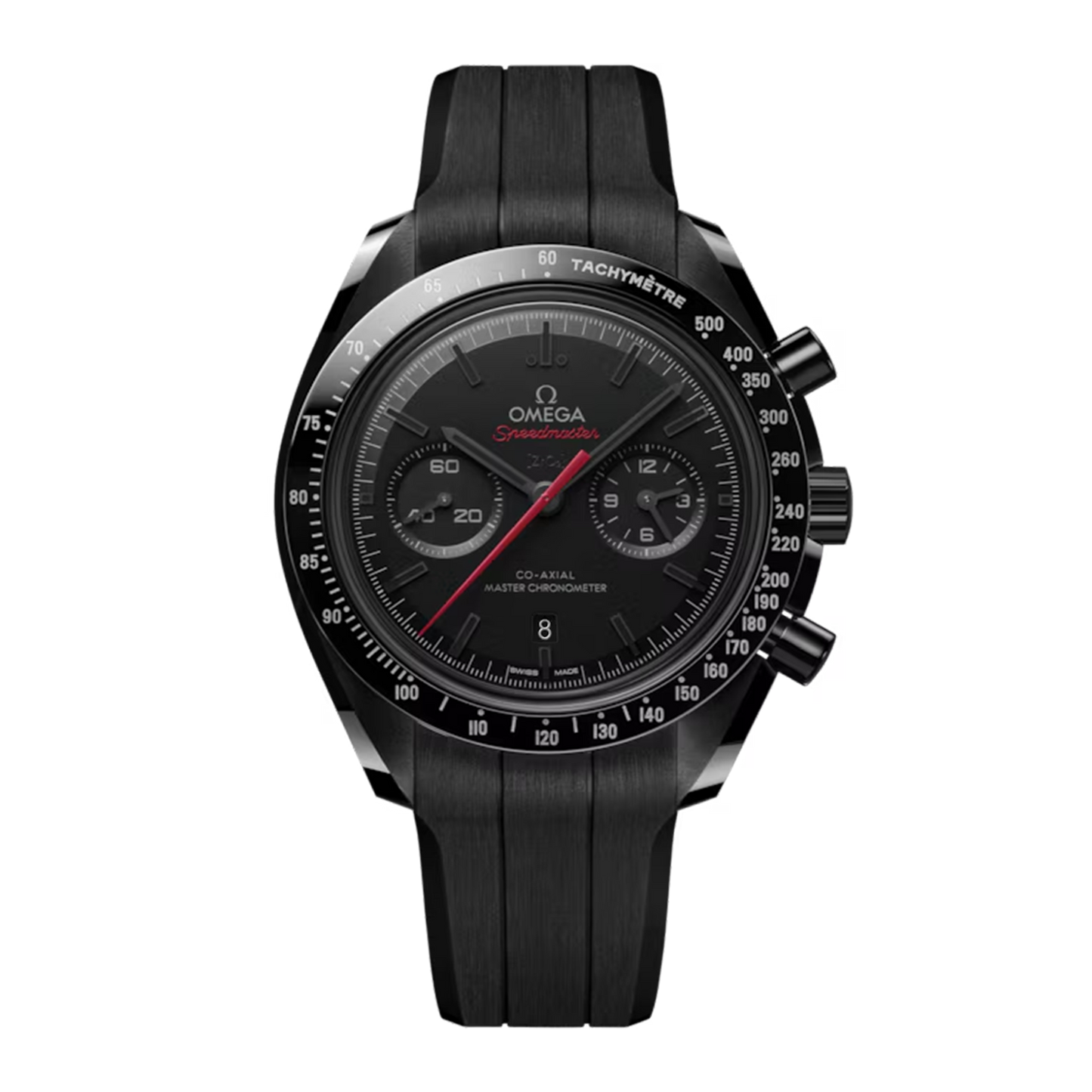 Omega Speedmaster Dark Side of the Moon 310.92.44.51.01.001 black ceramic chronograph watch with black rubber strap