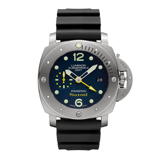 Panerai Luminor Submersible Pole 2 Pole PAM00719 titanium watch with blue dial and black rubber strap