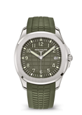 Patek Philippe Aquanaut 5168G-010 white gold watch with khaki green dial and strap