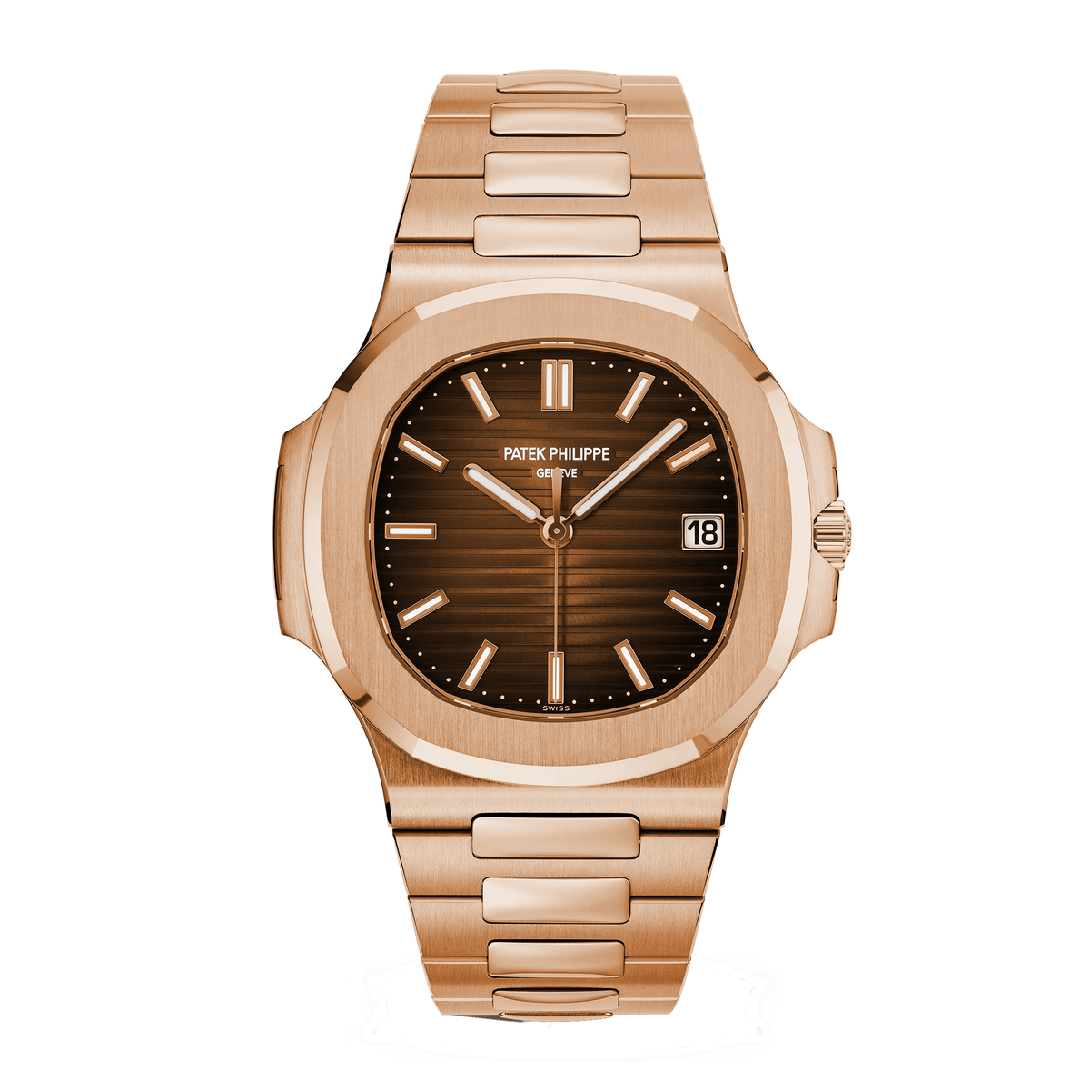 Patek Philippe Nautilus 5711/1R-001 rose gold watch with brown gradient dial and integrated bracelet
