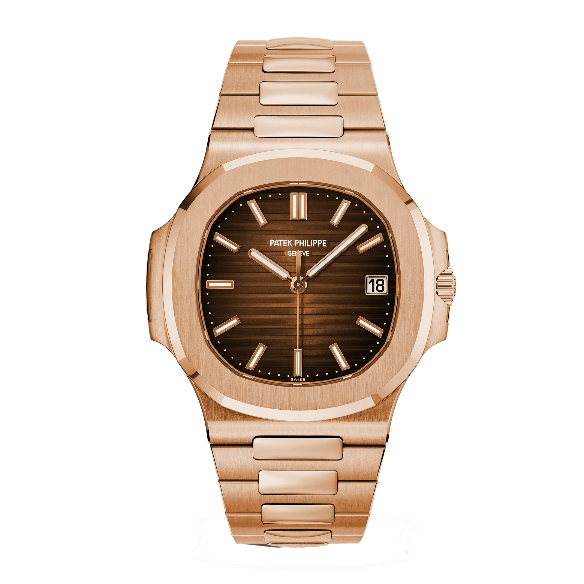 Patek Philippe Nautilus 5711/1R-001 rose gold watch with brown gradient dial and integrated bracelet