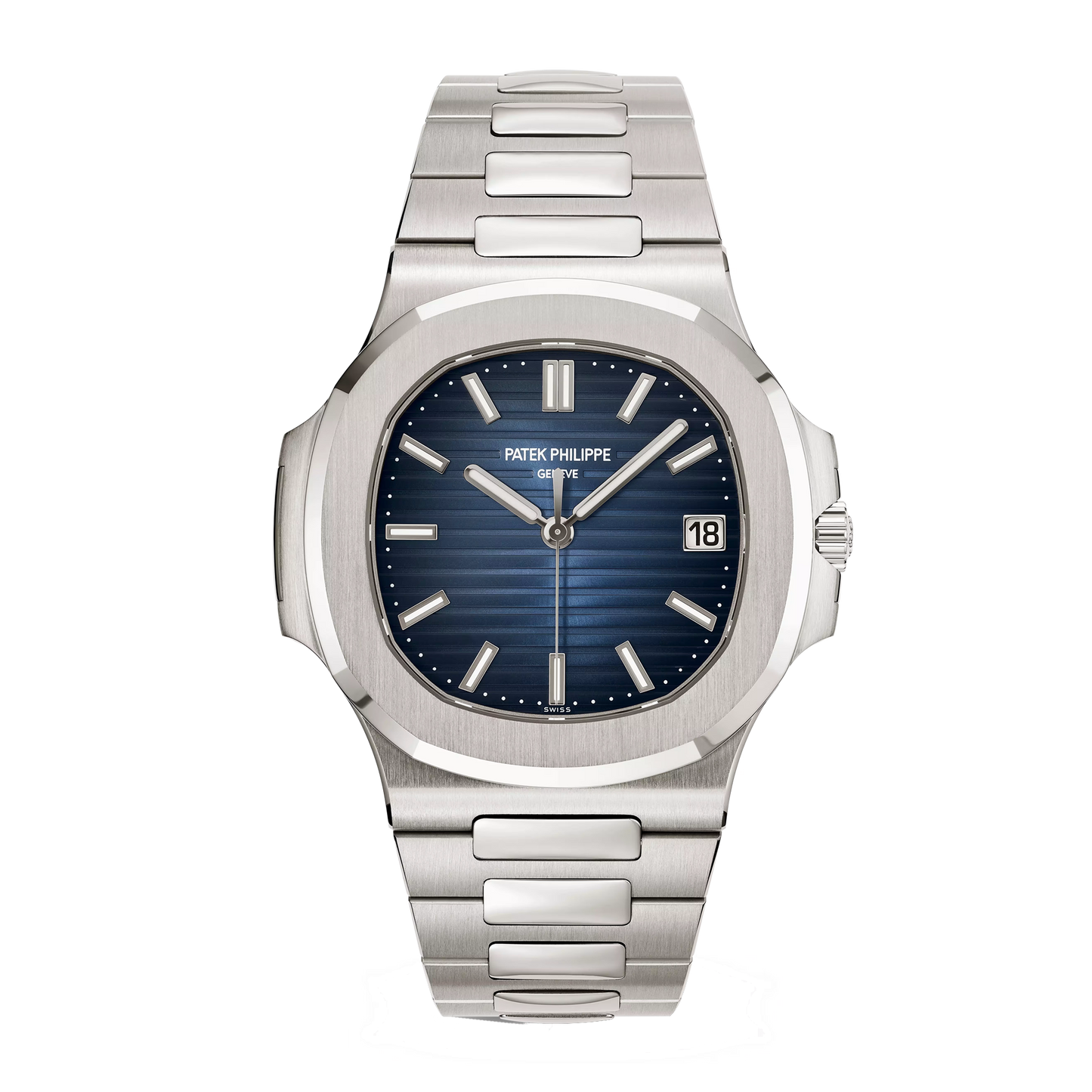 Patek Philippe Nautilus 5811/1G-001 white gold watch with blue sunburst dial and integrated bracelet