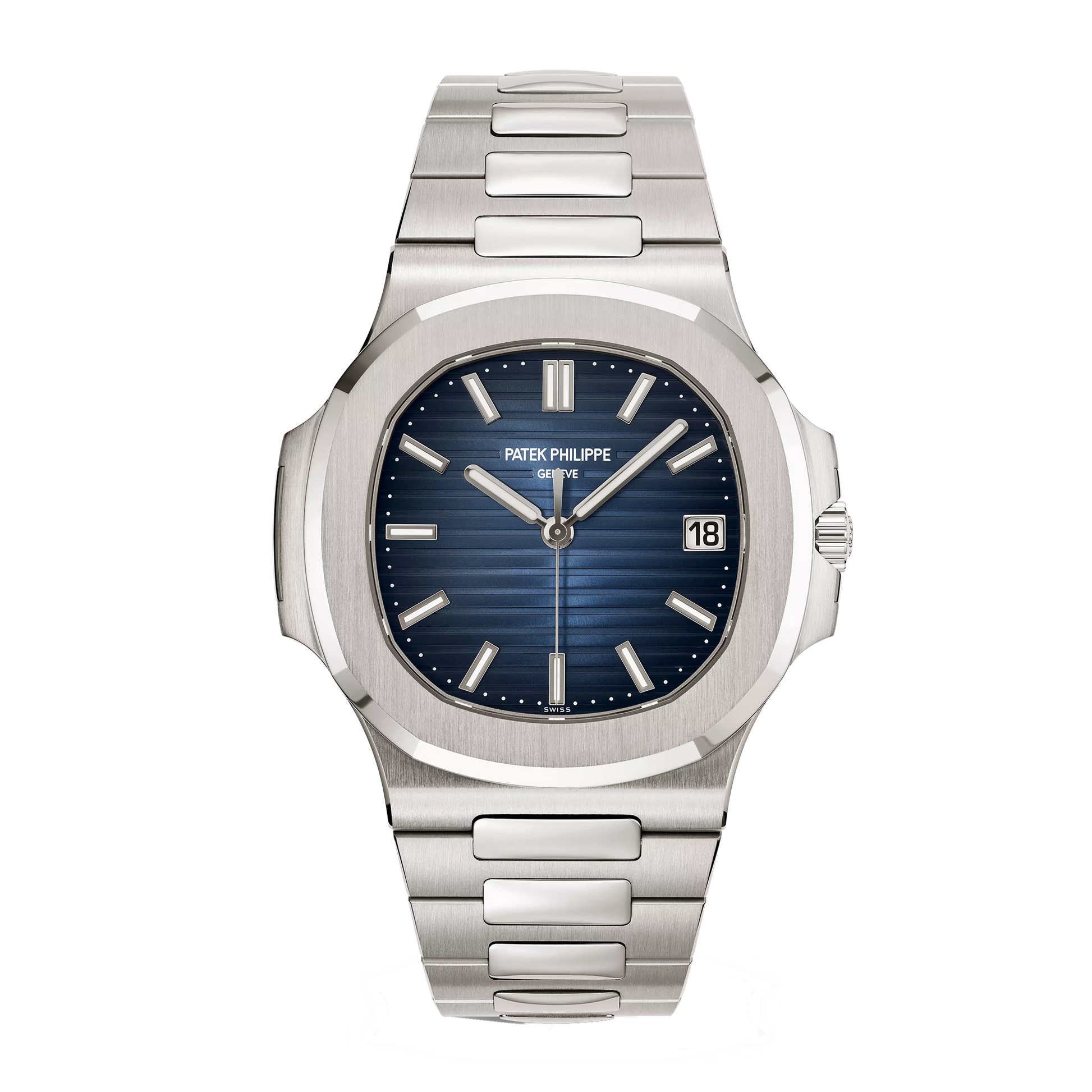 Patek Philippe Nautilus 5811/1G-001 white gold watch with blue sunburst dial and integrated bracelet