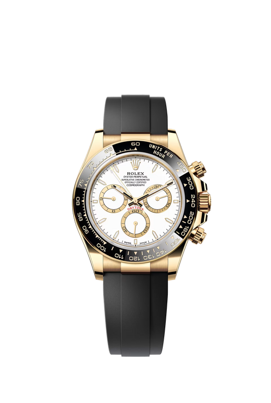Rolex Cosmograph Daytona 40 mm 126518LN yellow gold with white dial and Oysterflex bracelet
