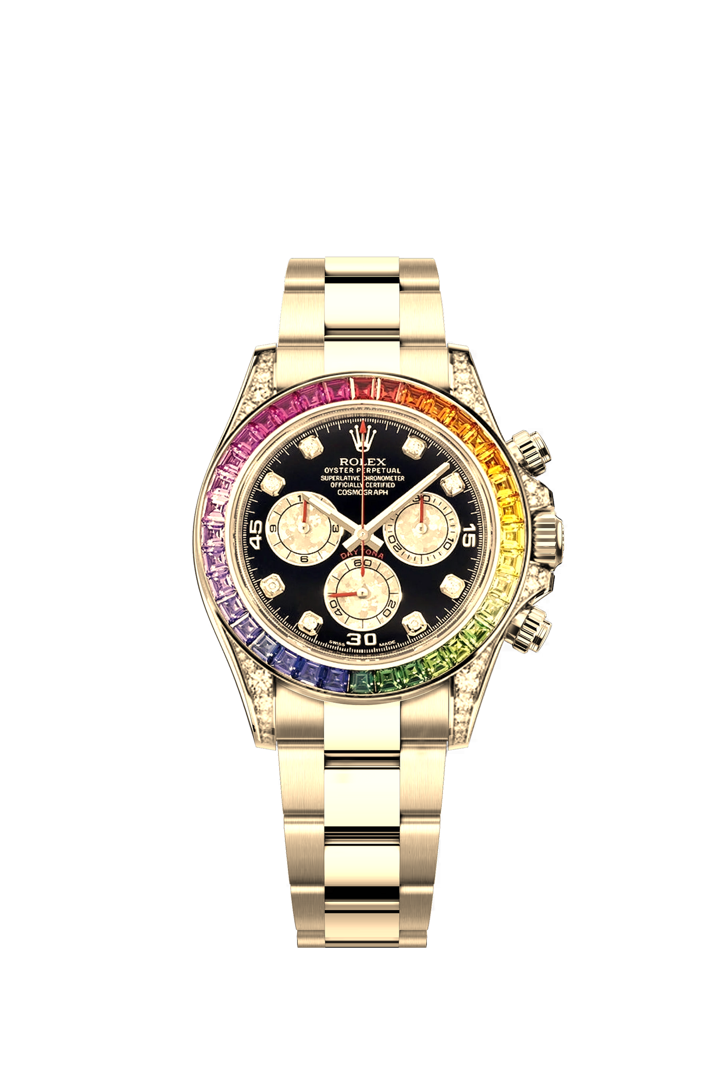 Rolex Cosmograph Daytona Rainbow Ref. 116528 40mm Χρυσό 18k Diamond Dial Rainbow Sapphire Bezel Oyster Bracelet
