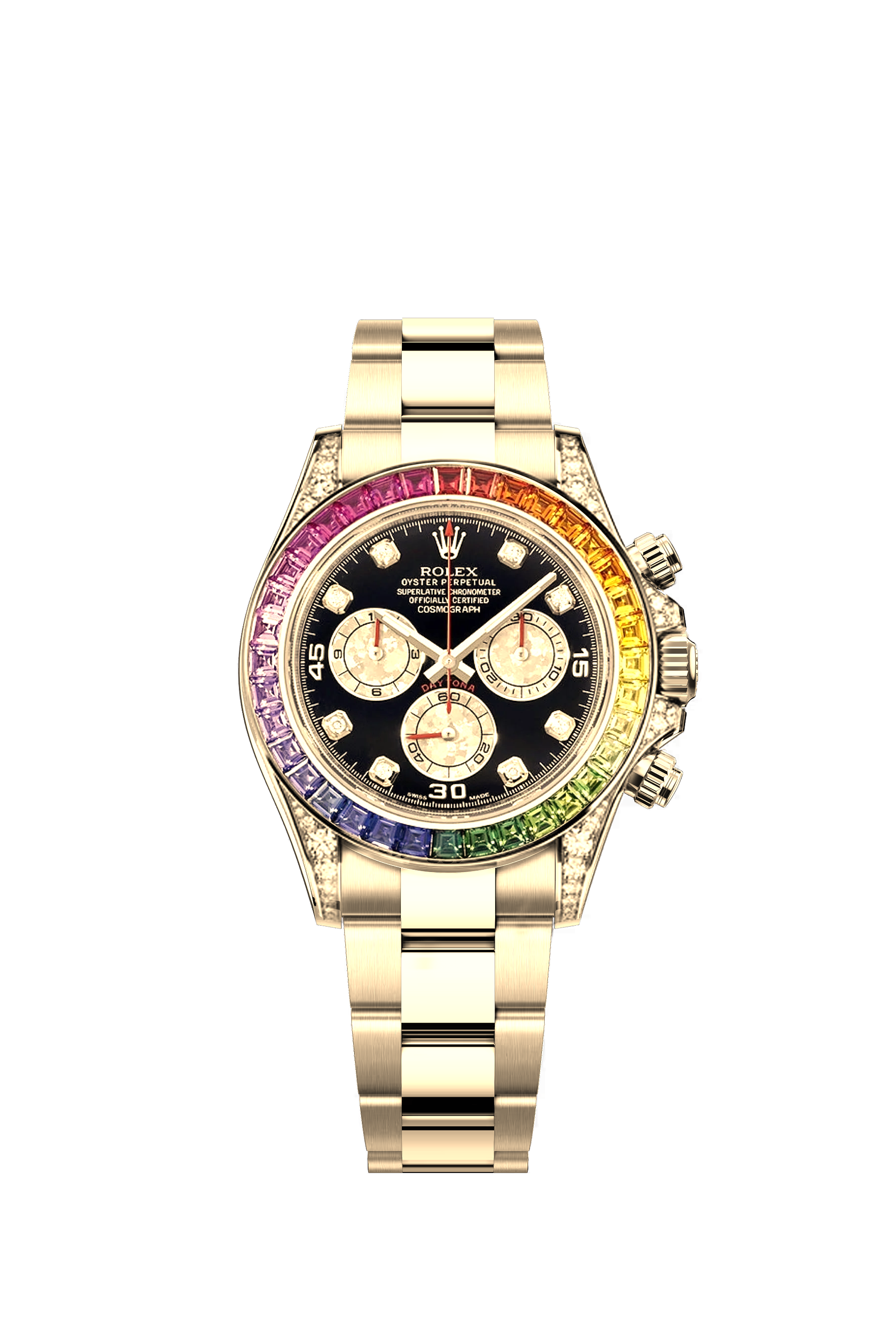 Rolex Cosmograph Daytona Rainbow Ref. 116528 40mm Χρυσό 18k Diamond Dial Rainbow Sapphire Bezel Oyster Bracelet
