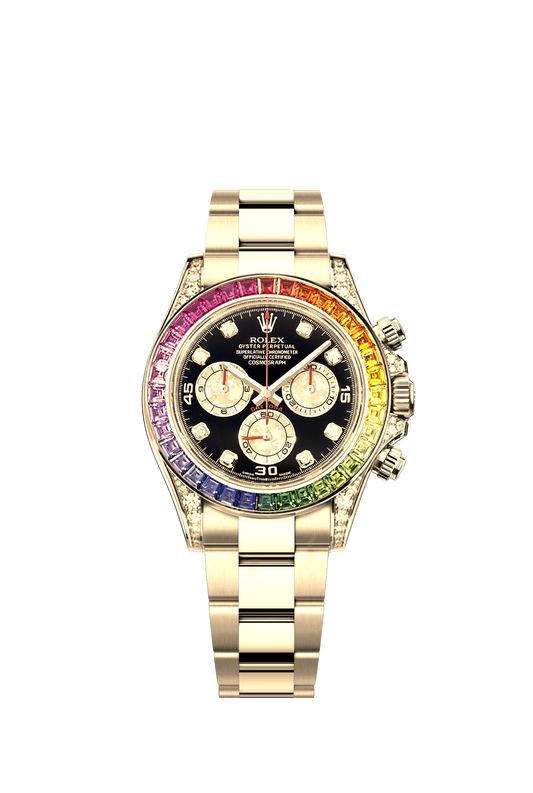 Rolex Cosmograph Daytona Rainbow Ref. 116528 40mm Χρυσό 18k Diamond Dial Rainbow Sapphire Bezel Oyster Bracelet
