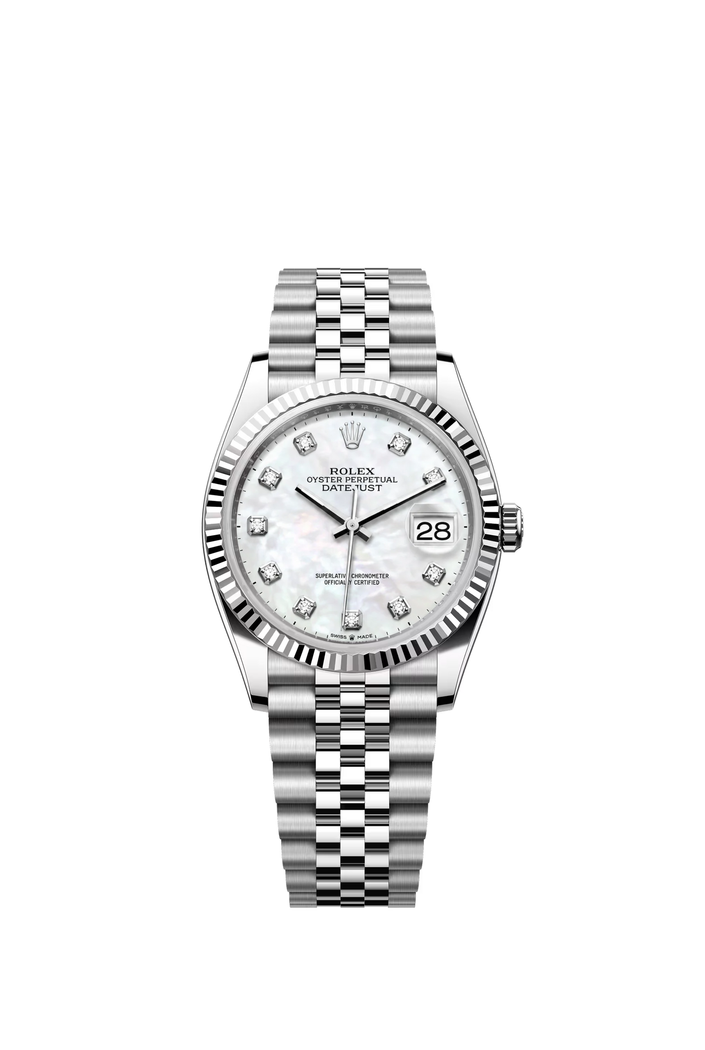 Rolex Datejust 36 Ref. 126234 White Mother of Pearl Diamond Dial Jubilee