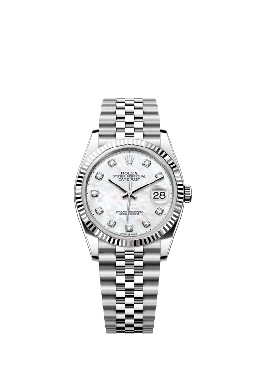 Rolex Datejust 36 Ref. 126234 White Mother of Pearl Diamond Dial Jubilee