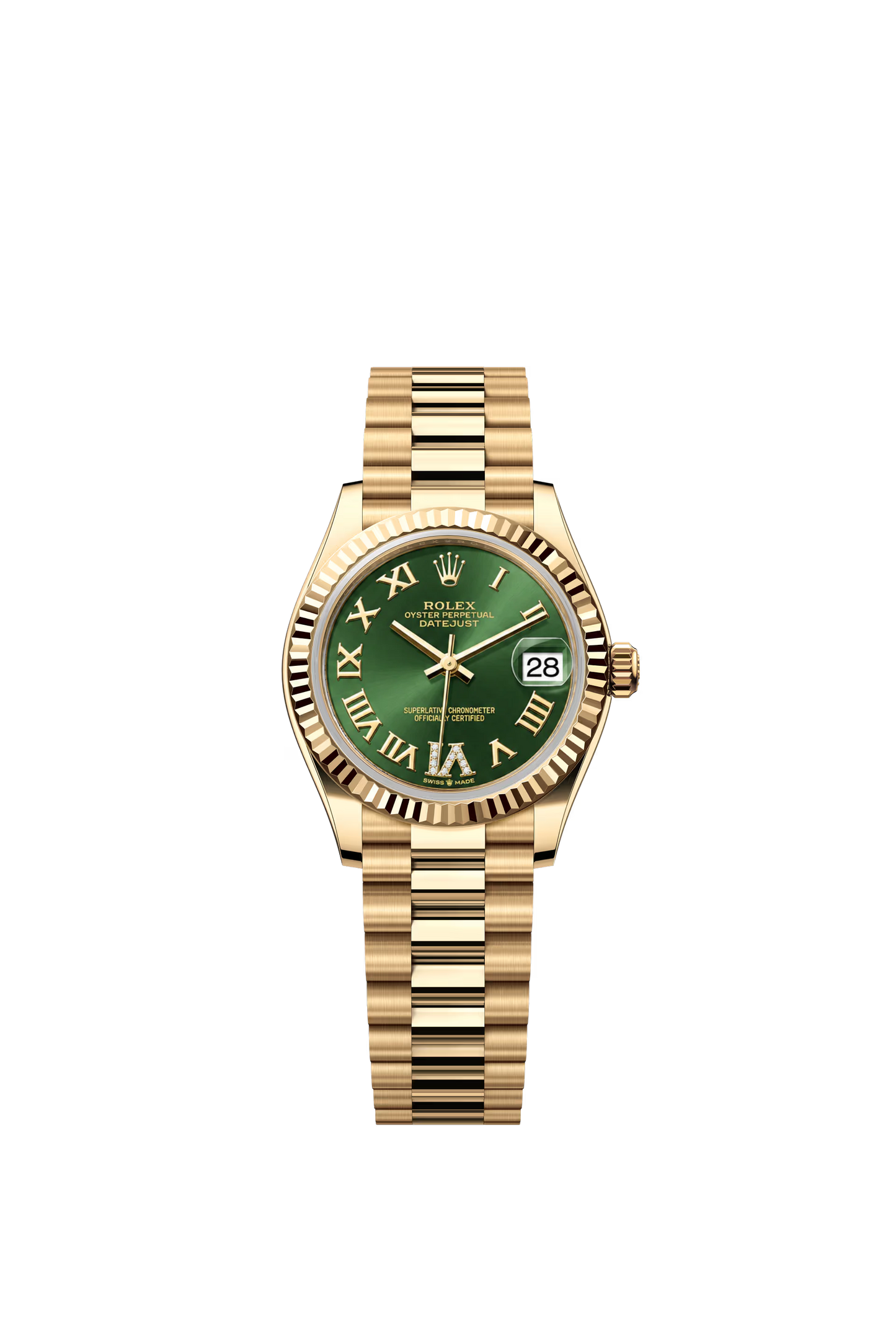 Rolex Datejust 31 Ref. 278278 Olive Green Roman VI IX Diamond Dial President Bracelet