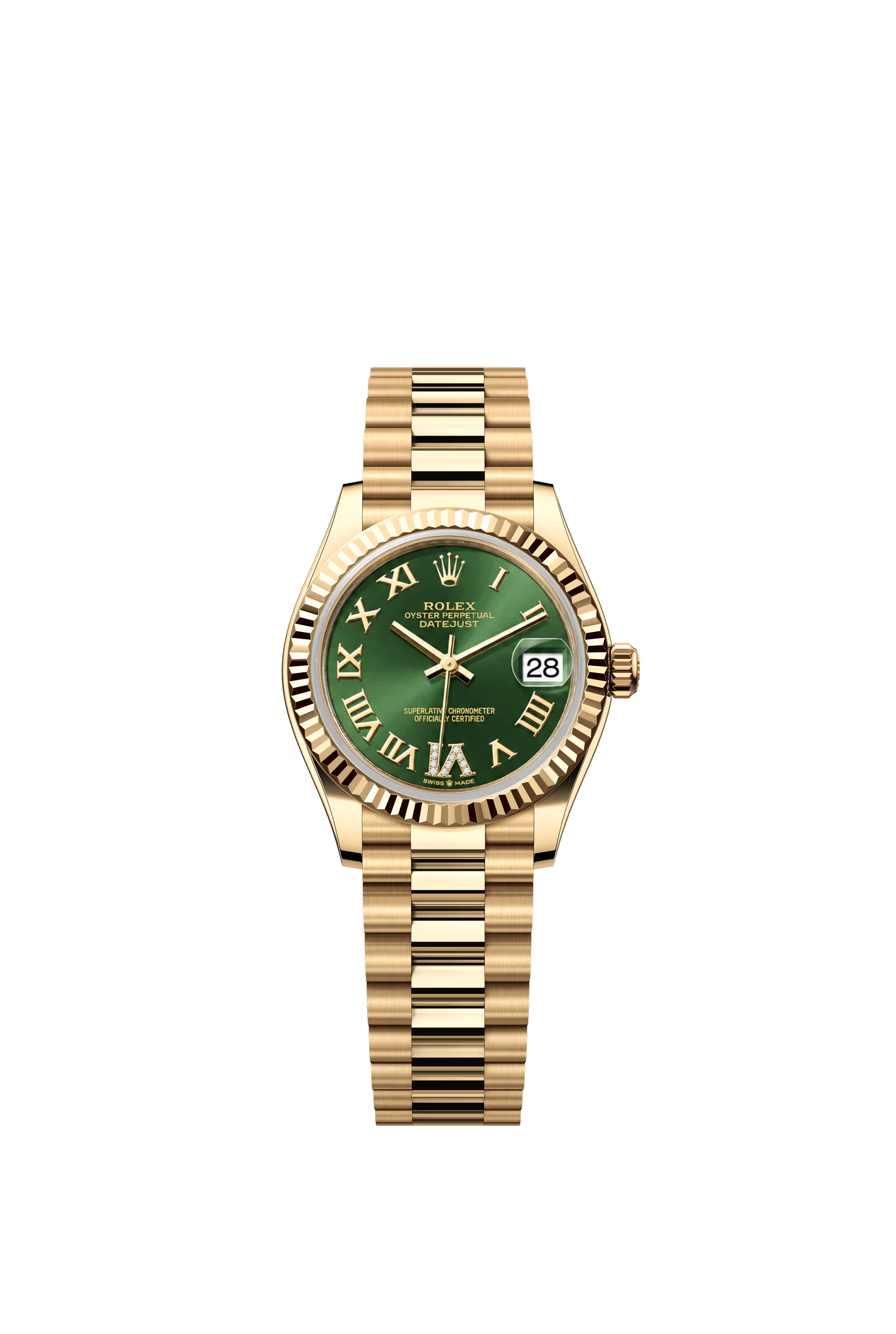 Rolex Datejust 31 Ref. 278278 Olive Green Roman VI IX Diamond Dial President Bracelet