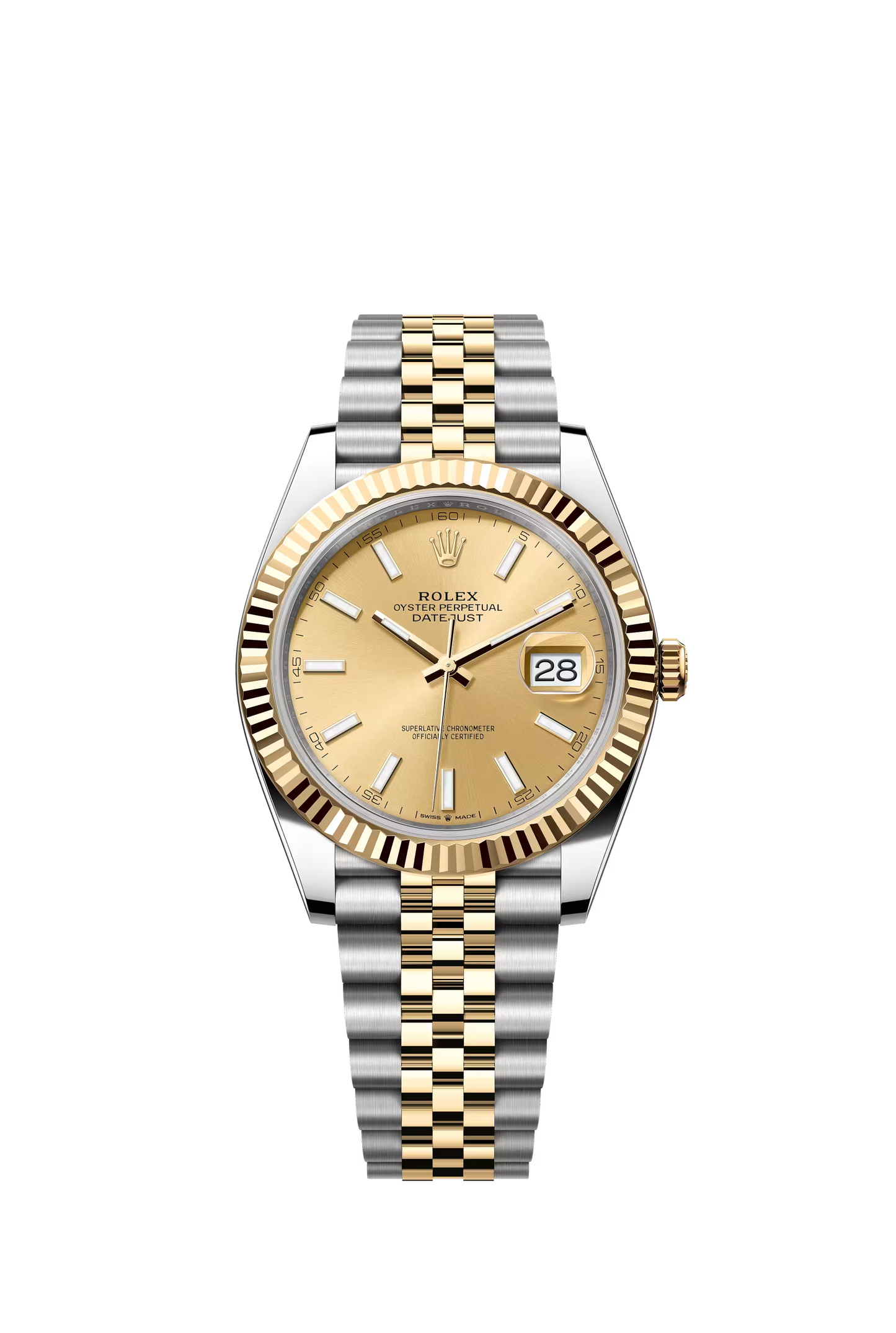 Rolex Datejust 41 Ref. 126333 Gold Dial Fluted Bezel Jubilee Bracelet