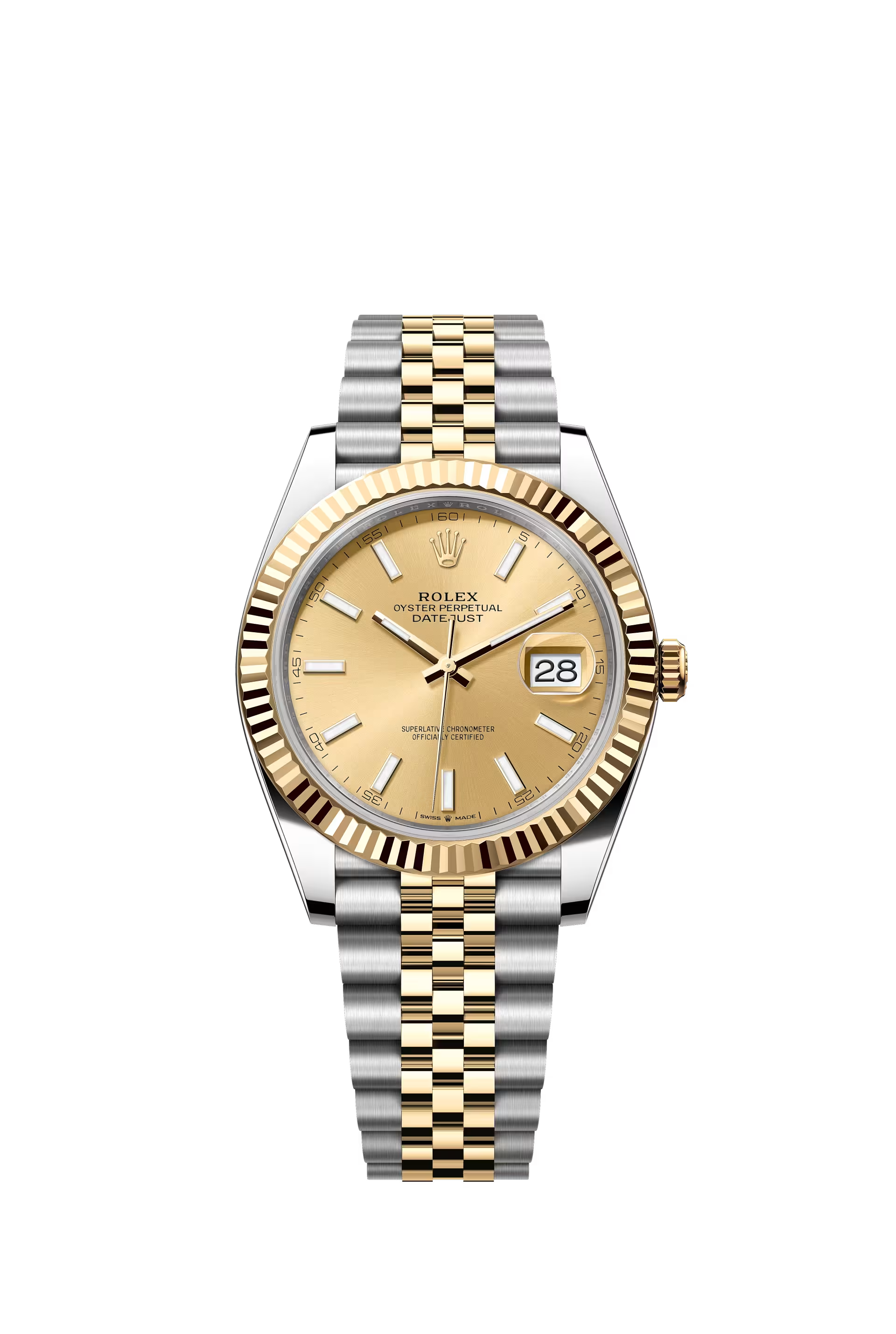 Rolex Datejust 41 Ref. 126333 Gold Dial Fluted Bezel Jubilee Bracelet