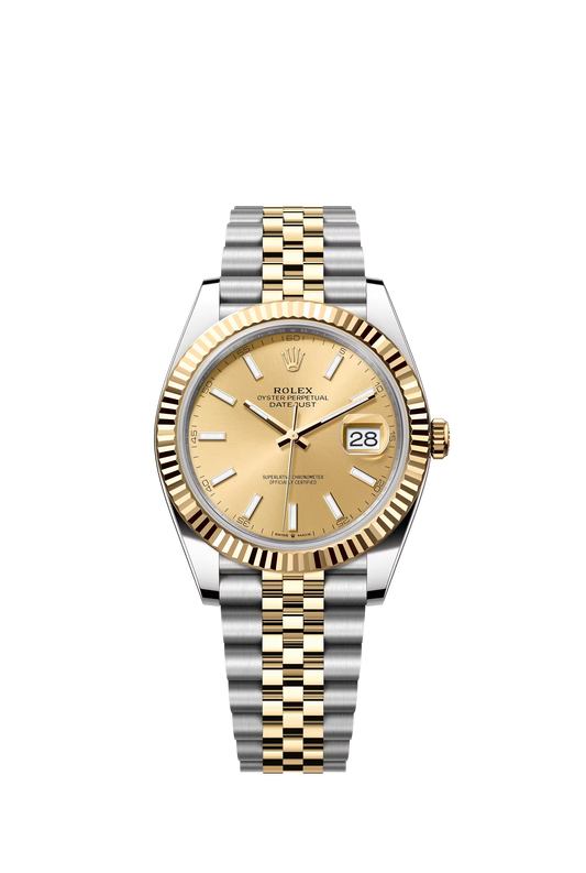 Rolex Datejust 41 Ref. 126333 Gold Dial Fluted Bezel Jubilee Bracelet