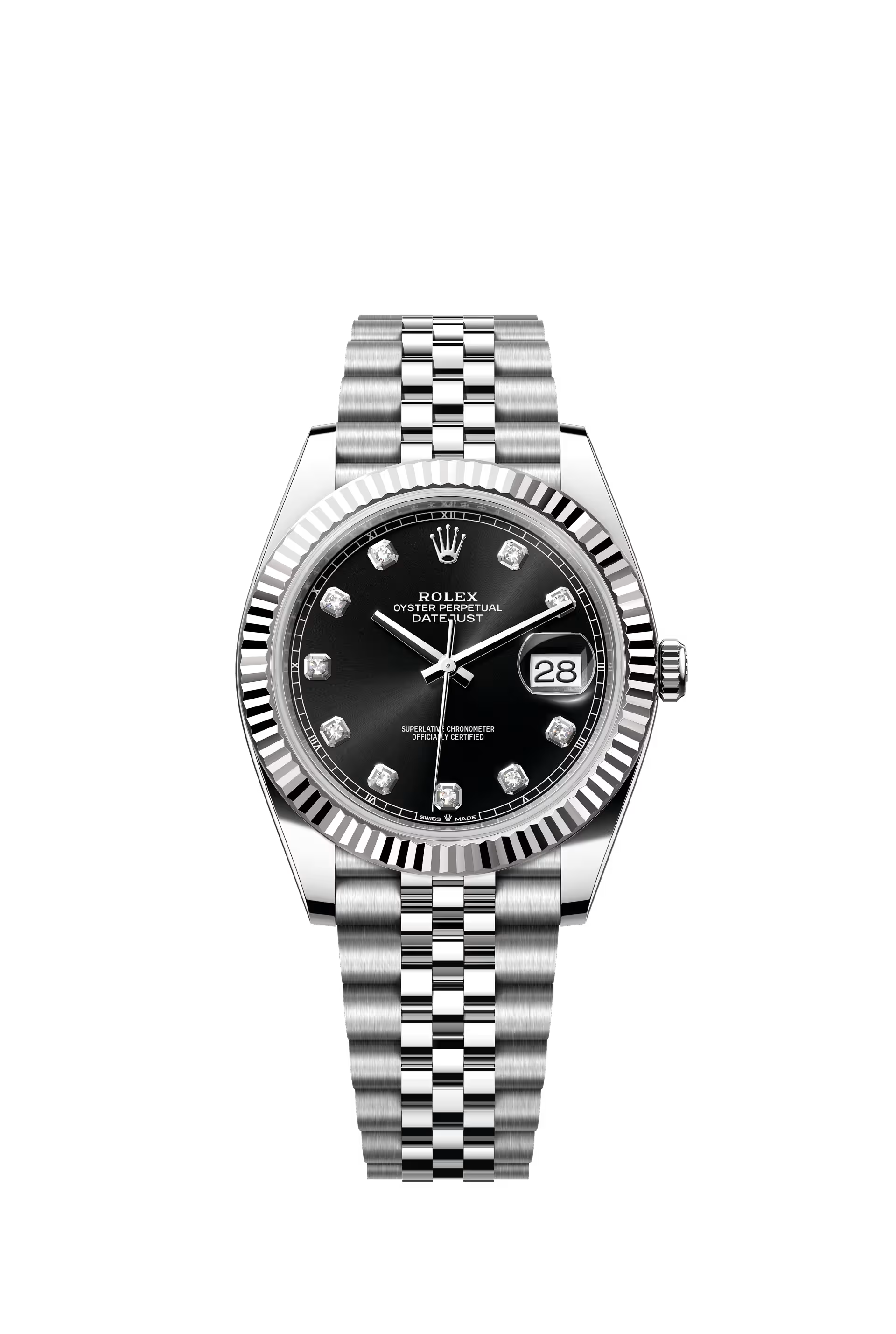 Rolex Datejust 41 Ref. 126334 Black Diamond Dial Fluted Bezel Jubilee Bracelet
