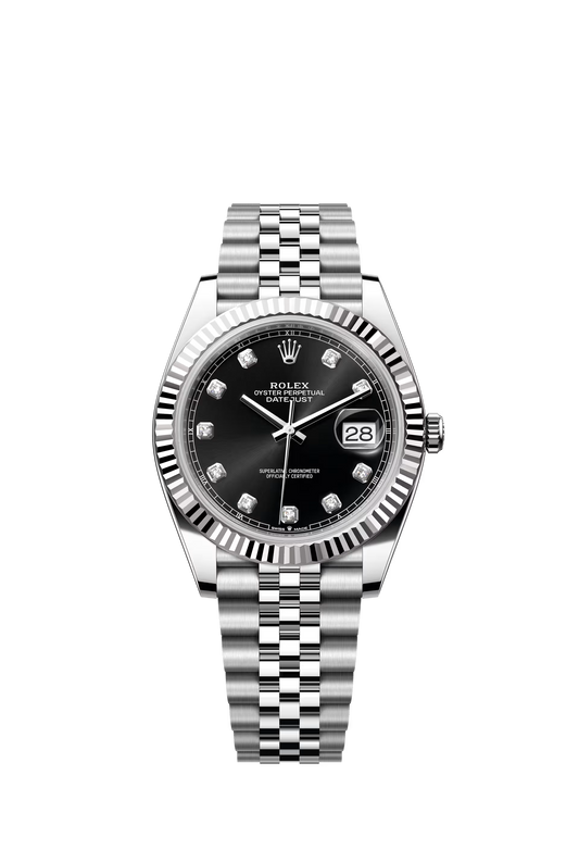 Rolex Datejust 41 Ref. 126334 Black Diamond Dial Fluted Bezel Jubilee Bracelet