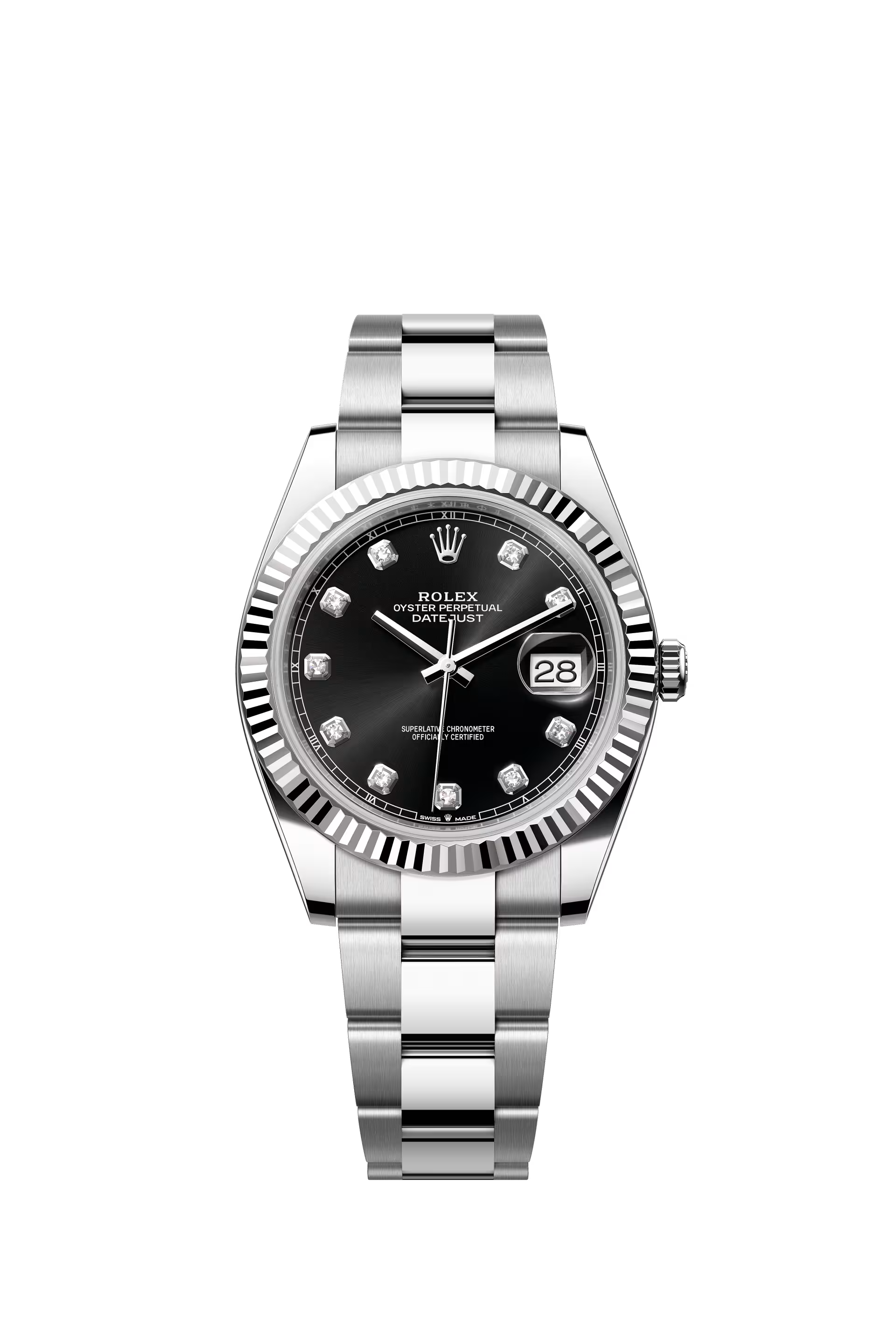 Rolex Datejust 41 Ref. 126334 Black Diamond Dial Fluted Bezel Oyster Bracelet
