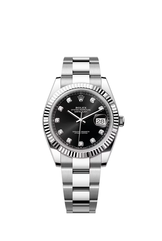 Rolex Datejust 41 Ref. 126334 Black Diamond Dial Fluted Bezel Oyster Bracelet
