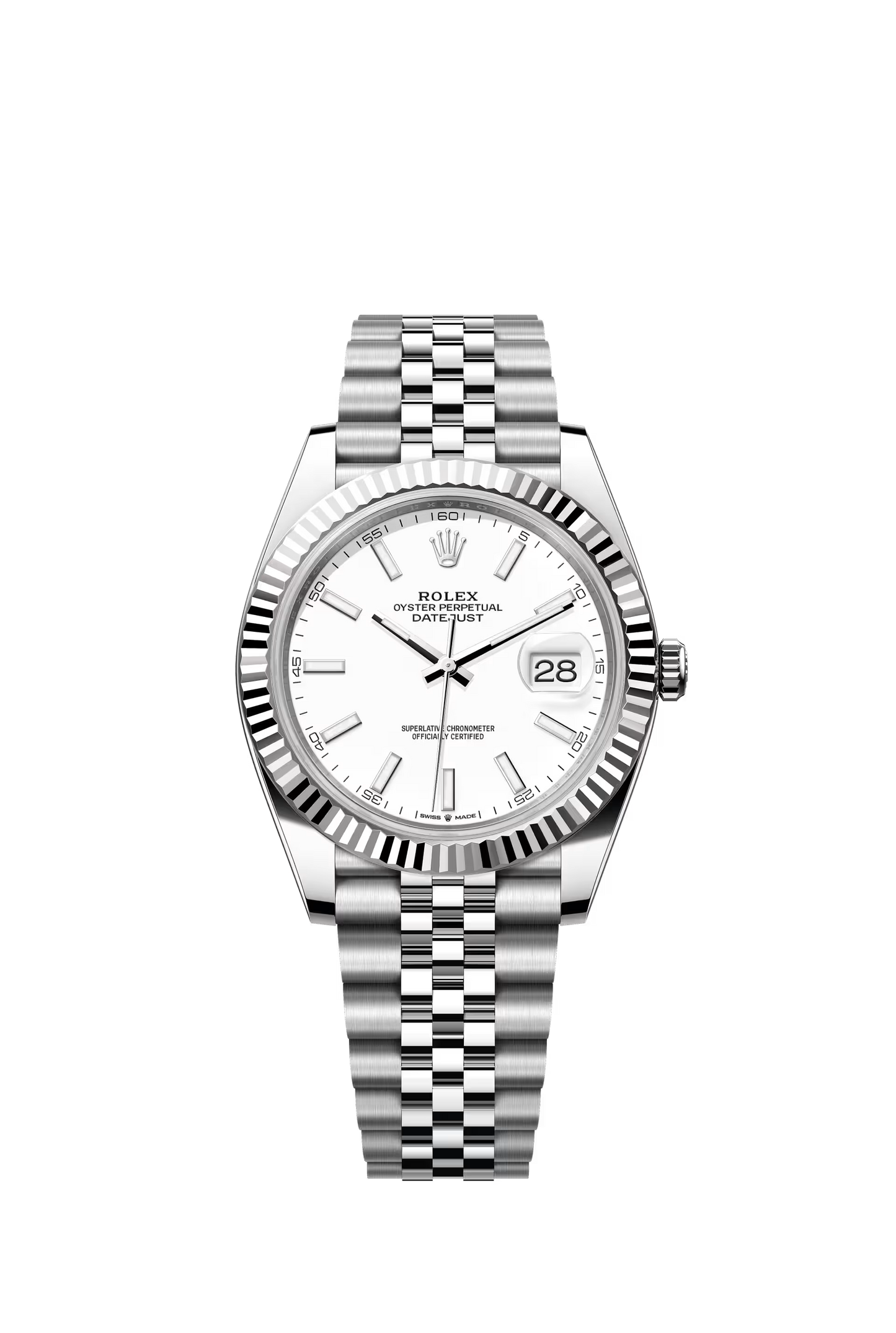 Rolex Datejust 41 Ref. 126334 White Dial Fluted Bezel Jubilee Bracelet
