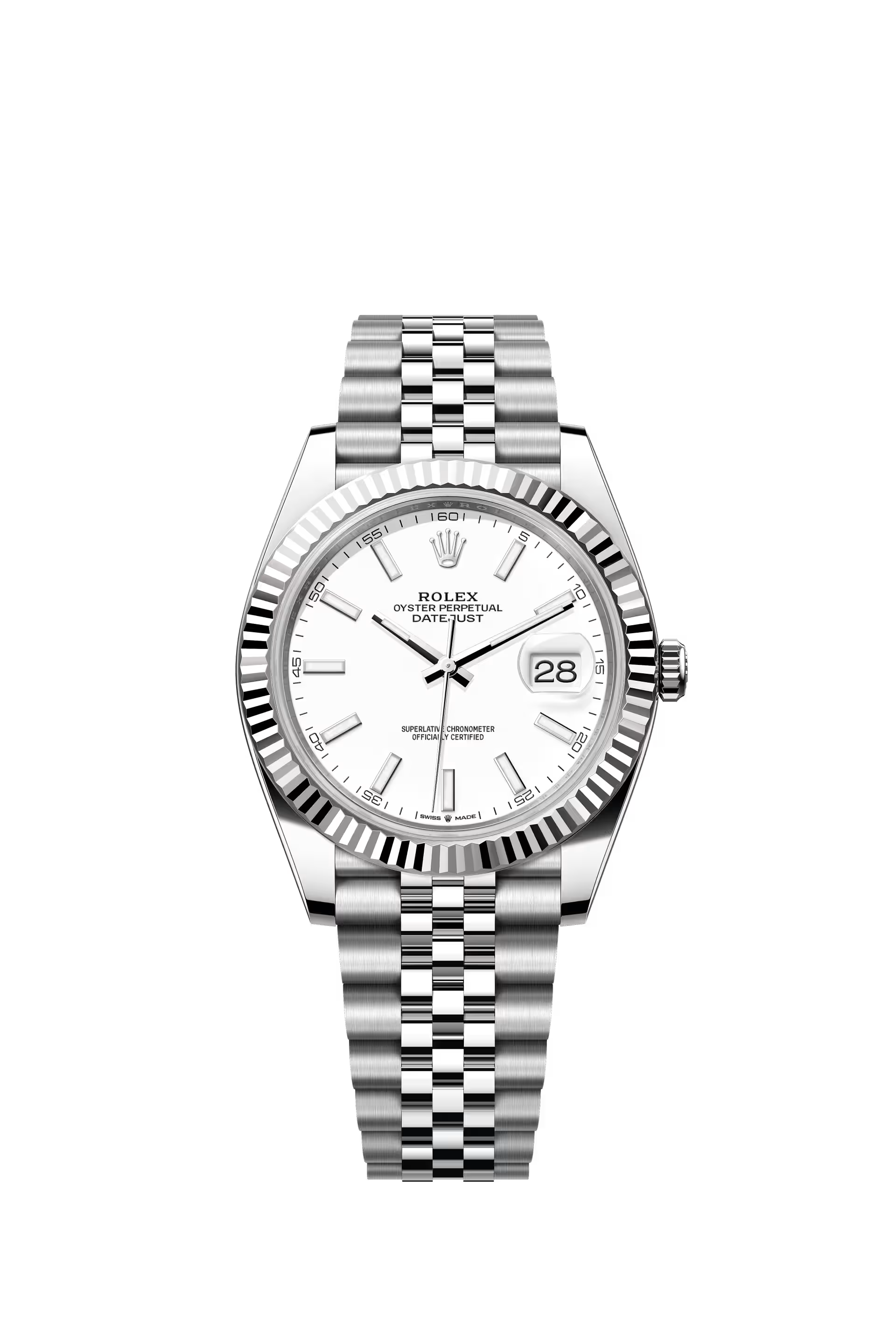 Rolex Datejust 41 Ref. 126334 White Dial Fluted Bezel Jubilee Bracelet
