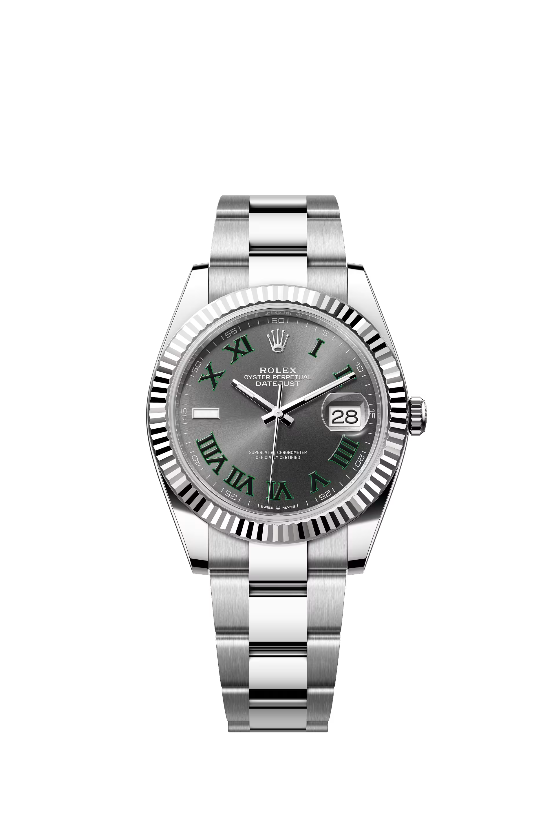 Rolex Datejust 41 Ref. 126334 Wimbledon Dial Fluted Bezel Oyster Bracelet
