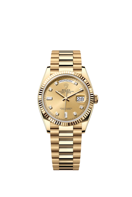 Rolex Day-Date 36 Ref. 128238 Gold Dial Diamond Markers Yellow Gold